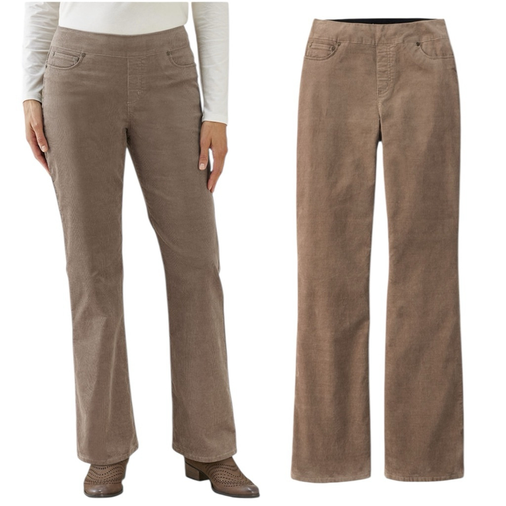 Coldwater Creek Pull-On ShapeMe Stretch Corduroy Pants Taupe Petite, 12P